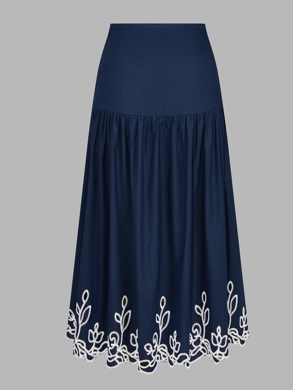 Commense Navy Embroidered Midi Skirt Set - Women's Medium - Picture 6 of 8